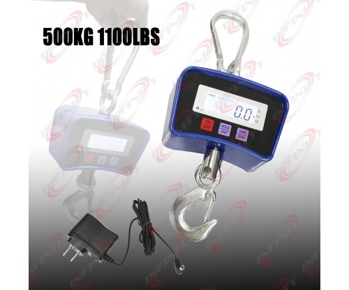 Digital Crane Hanging Scale 500KG 1100LBS Heavy Duty Industrial w/LED Display 